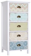 HOMCOM Komoda Schubladenkommode Siedeboard, w stylu nowoczesnym, 5 szuflad, 46 cm x 34 cm x 97,5 cm, Wielokolorowy