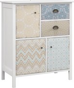HOMCOM Komoda w stylu Shabby Chic, 2 szuflady, 3 szafki, drewno sosnowe, 68x34x80cm, Biały | Aosom PL