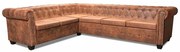 Brązowy 6-osobowy narożnik w stylu chesterfield C6-W65