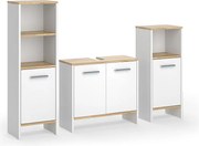 Zestaw mebli łazienkowych biały/złoty dąb 131.4x26.3x108.2 karli