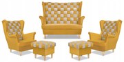 Zestaw uszak CAROL DUO sofa fotele pufy Family Meble żółty miodowo - szary