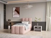 Stylowe łóżko tapicerowane KORA 90x200 cm w tkaninie CENTAUR 5 różowej