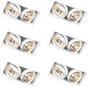 Zestaw 6 reflektorów wpuszczanych biały GU10 AR111 bezramkowych 2-punktowe - Oneon