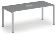 Stół konferencyjny PRIMO SQUARE, 180x80 cm, grafit + port blatowy TYP I, srebrny