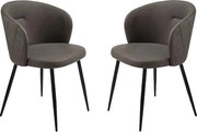 Komplet 2 krzeseł do jadalni w kolorze antracytowym "Boston" ze skóry ekologicznej cm 56x55 78h