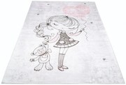 Szary dywan dziecięcy z dziewczynką z balonikiem R1-E15