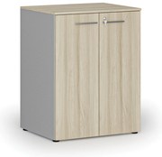 Szafa biurowa z drzwiami PRIMO GRAY, 2 półki, 800 x 640 x 1027 mm, szary/dąb naturalny