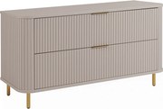 Szafka łazienkowa stojąca z szufladami i metalowymi nóżkami, kolor Kaszmir, uchwyt złoty, nóżki złote, 120 x 41,5 x 66,7 cm