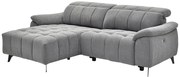Kanapa narożna lewostronna z elektryczną funkcją relax i szarą teksturowaną tapicerką - CELTIMO