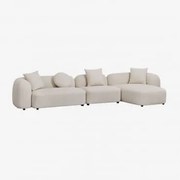 Modułowa Sofa Z Szezlongiem Prawym, 3-częściowa, Z Tkaniny Coco Chenille Gruba Tkanina Szenilowa Biała - Sklum