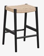 Zestaw 2 Wysokich Stołków Z Drewna Dębowego I Plecionej Liny (66 Cm) Mara Nizina Czarna - Sklum