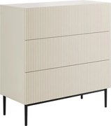 Komoda Nicole 100 cm z szufladami i ryflowanym frontem - kaszmir / czarne nóżki