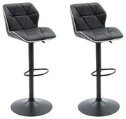 Zestaw 2 stołków barowych z ekoskóry i stali - Regulowana wysokość - Czarny - CALVIN