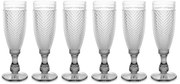 Kieliszek do szampana z kryształowym wzorem, 185 ml, 6 sztuk