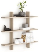 Półka biurowa ścienna potrójna SOLID, 1250 x 200 x 1075 mm, naturalny dąb