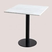 Kwadratowy Stół Barowy Z Marmuru Rocher Biały Marmur & 70 Cm - Sklum