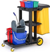 Profesjonalny wózek sprzątający z 6 wiadrami i workiem z pokrywą, 1120 × 710 × 1100 mm