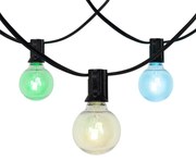 Zewnetrzna Lampka solarna ogrodowa na sznurze 10m z LED 10 świateł RGBW - Russell Nowoczesny Oswietlenie zewnetrzne