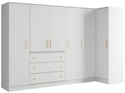 Szafa narożna 6-drzwiowa z 3 szufladami - szer. 311 cm - Biały - LIZANDRO