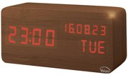 Zegar budzik drewniany led elektroniczny cyfrowy stojący - termometr + data