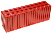 Pudełko plastikowe do przechowywania wierteł 8–9,9 mm, moduł 20x5, 20 gniazd, czerwone