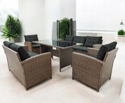 Zestaw mebli stołowych do ogrodu Tasos 020-2 jasny brąz, poduszki szare