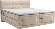 Zestaw boxspring pikowany zagłówek łóżka + stelaże z elektryczną funkcją relax + materac + nakładka na materac - 2 x 80 x 200 cm - beżowy - LODI PALACIO