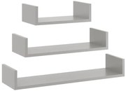 Zestaw 3 Szarych Półek Ściennych P9-S67