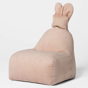 Pudroworóżowa pufa dla dzieci ze sztruksu FUNNY BUNNY