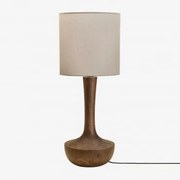 Lampa Stołowa Z Drewna Mango Sintra Ciemny Drewniany Uchwyt & Jasnoszary Taupe Ø30 Cm - ↑30 Cm Arlina - Sklum