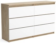 Duża komoda 6 SZUFLAD Szafka 120 cm ARIA Dąb Sonoma/Biały
