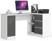 Prawostronne biurko narożne biały + grafit N5-B65