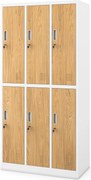 Szafka pracownicza socjalna biała/złoty dąb: Eco Design 6-drzwiowa IGOR