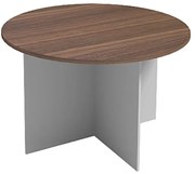 Stół konferencyjny z okrągłym blatem PRIMO GRAY, średnica 120 cm, szary/orzech