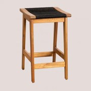Wysoki Stołek 65 Cm Z Drewna Akacjowego I Plecionej Liny Tenay Czarna - Sklum