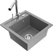 Mexen Vito zlewozmywak granitowy 1-komorowy z baterią kuchenną Duero, szary - 6503-71-671600-00