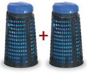 Plastikowy kosz na worki na odpady 120 L 1+1 GRATIS czarny, niebieski