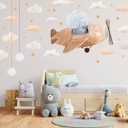 Naklejki na ścianę - Słoń w samolocie
