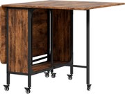 HOMCOM Składany Stół, Mobilny Stół dla 6 Osób z Półką, do 50 kg, 130 x 80 x 74 cm, Rustykalny Brąz