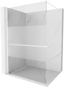 Mexen Kioto+ ścianka prysznicowa z półką Walk-in 90 x 200 cm, transparent/szron, biała - 800-090-121-20-35