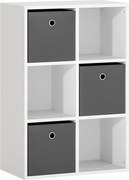 HOMCOM Regał z 6 półkami i 3 tkaninowymi szufladami, regał do przechowywania, wszechstronny, Szary