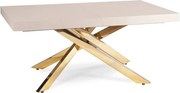 Stół Prostokątny Rozkładany HAMPTON 160-240 cm Kaszmir/Złoty do Jadalni Glamour