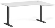 Narożne biurko z regulacją wysokości, 160x120 cm, 2 silniki, L/P, czarna podstawa, biały