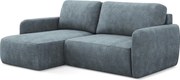 Narożnik lewostronny z funkcją spania - z tkaniny szenilowej - jeans - LILO