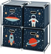 Regał na zabawki z pojemnikami Misja kosmiczna, 68 x 35 x 70 cm