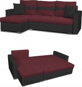 Narożnik Figo rozkładany z funkcją spania rogówka Family Meble czarny bordo