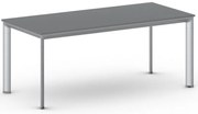 Stół konferencyjny do biura PRIMO INVITATION, 180x80 cm, szaro-srebrna podstawa, grafit