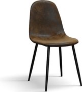 Zestaw 4 krzeseł ze sztucznego zamszu w kolorze kasztanowym, czarne metalowe nogi - VALLETTA