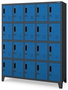 Szafa skrytkowa socjalna BHP antracytowo-niebieska: ROBERT 1360 x 1720 x 450 mm