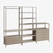 Janine 3-częściowa Otwarta Szafa Modułowa Ze Stalowymi Szufladami Moka Brown - Sklum